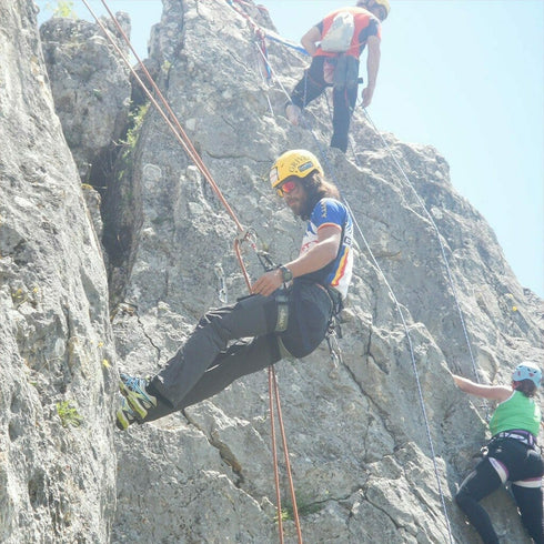Rapel pe stanca in coarda pe Valea Prahovei