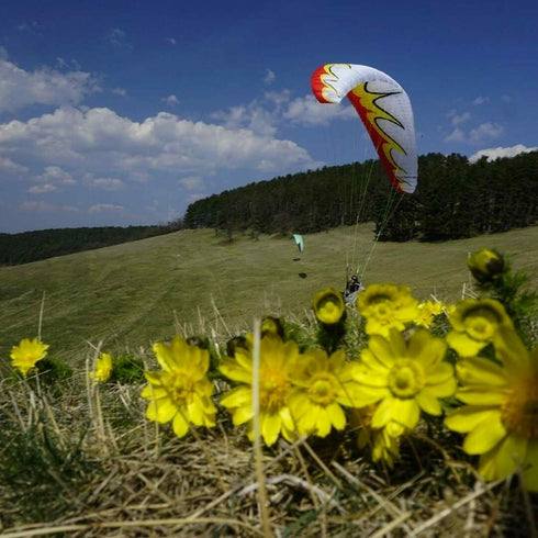 Pleasure flight with tandem paraglider. Filming included